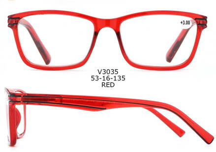 V3035 dioptrické brýle na čtení - červené