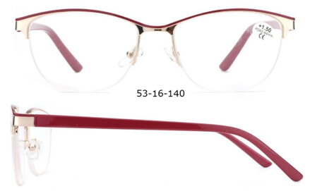 V3055 dioptrické brýle - červené půlobroučky