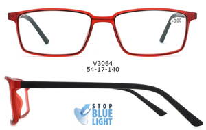  V3064 dioptrické brýle s Blue light filtrem - červené