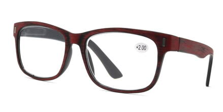 V3022 čtecí brýle - imitace dřeva - tmavě červené