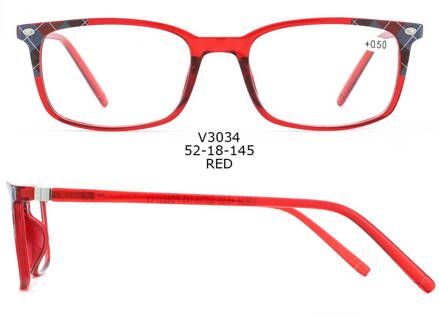  V3034 dioptrické brýle na čtení - červené